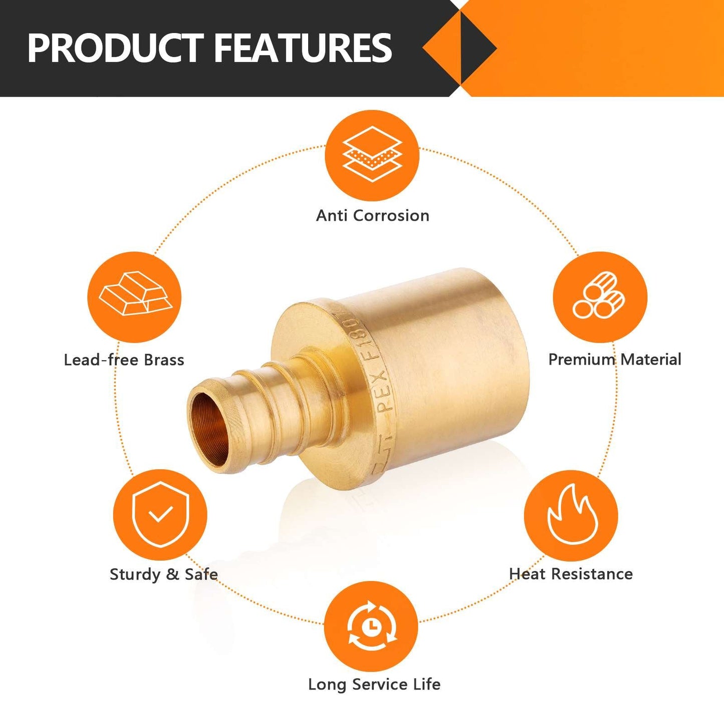 PEX-B Crimp 1" PEX x 1" Male Copper Sweat Adapter (Lead Free)