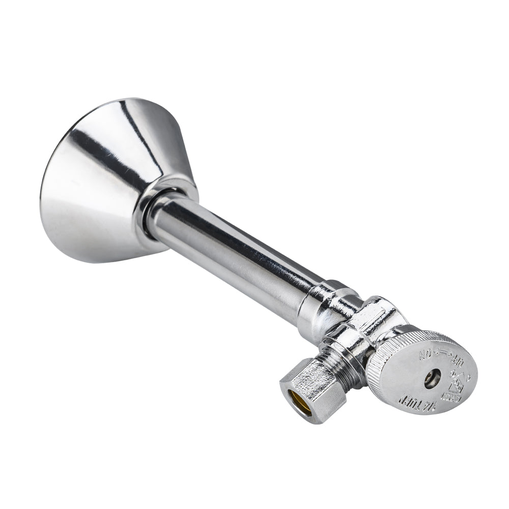 10 Pcs 1/2" Sweat x 3/8" OD Compr. Angle Stop Valve, w/5" Angle Extension, 1/4-Turn (Lead Free)
