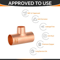 1" x 1" x 1/2" Copper Reducing Tee Plumbingsell
