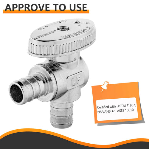 10 Pcs 1/2" PEX Crimp x 1/2" PEX Crimp Angle Stop Valve, 1/4 Turn (Lead Free) Plumbingsell