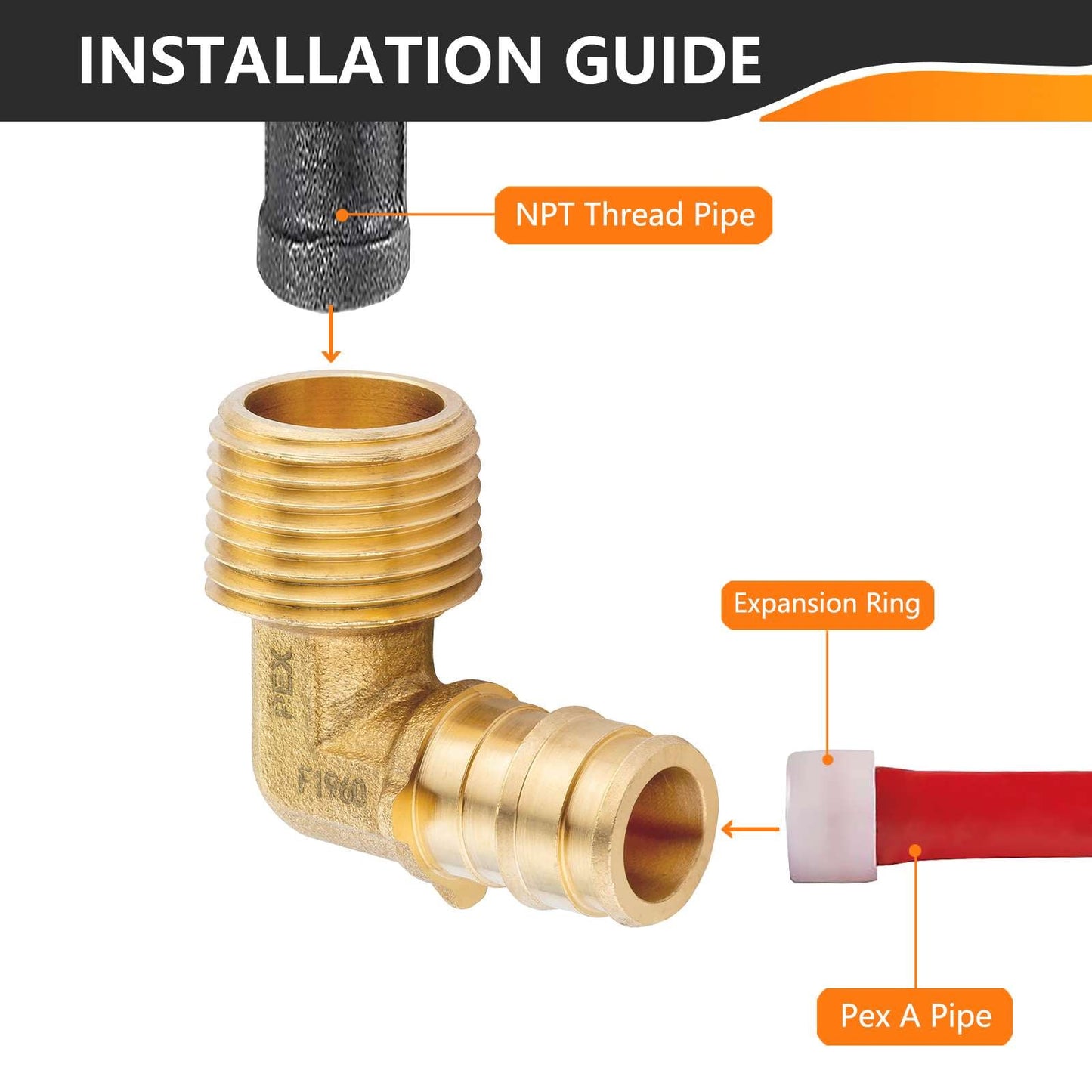 PEX A Expansion 1/2" PEX x 1/2" Male NPT Elbow (Lead Free)