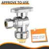 1/2" Push Connect x 3/8" OD Compr. Angle Stop Valve, 1/4 Turn (Lead Free)