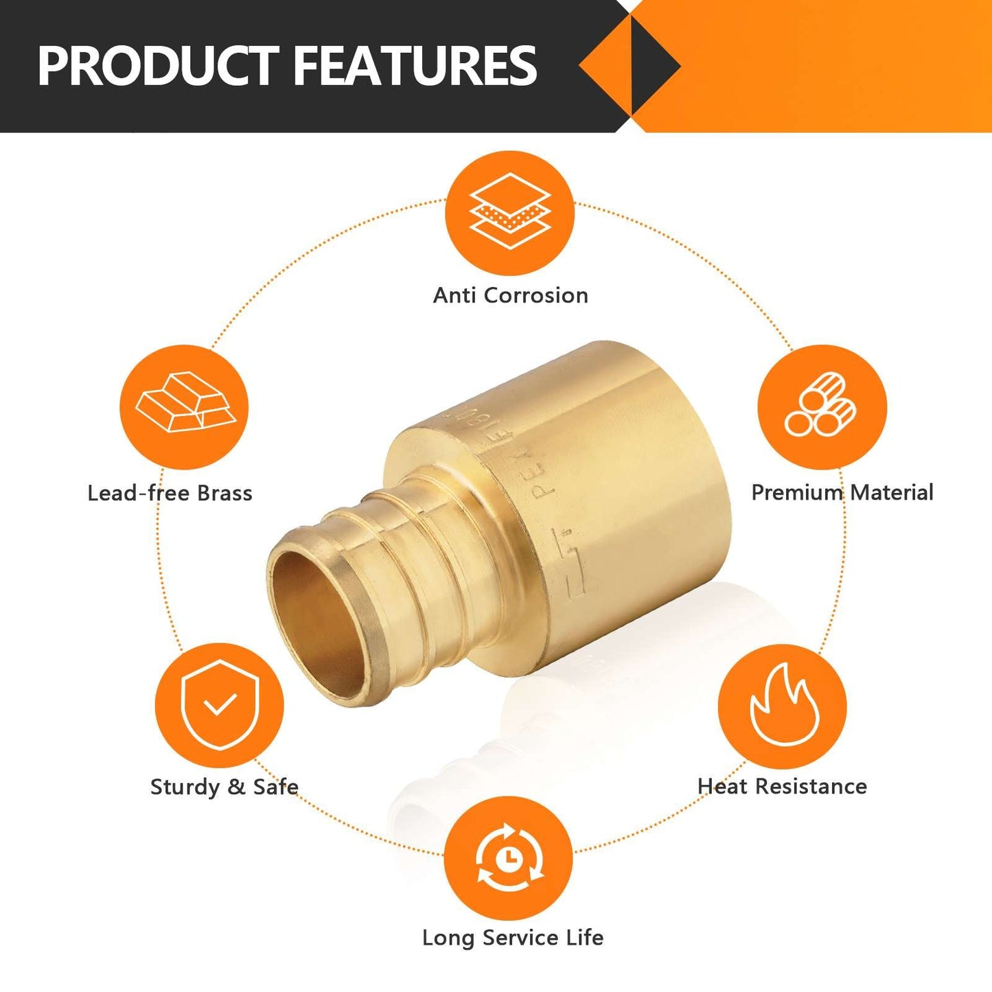 30 Pcs PEX-B Crimp 3/4" PEX x 3/4" Female Copper Sweat Sweat Coupling (Lead Free)