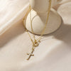 Gold Layered Circle Cross Necklace vanimy