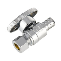 1/2" PEX Crimp x 3/8" OD Compr. Straight Stop Valve, 1/4 Turn (Lead Free) Plumbingsell