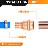 3/4" Copper Press x 3/4" PEX-B Crimp Adapter (Lead Free)