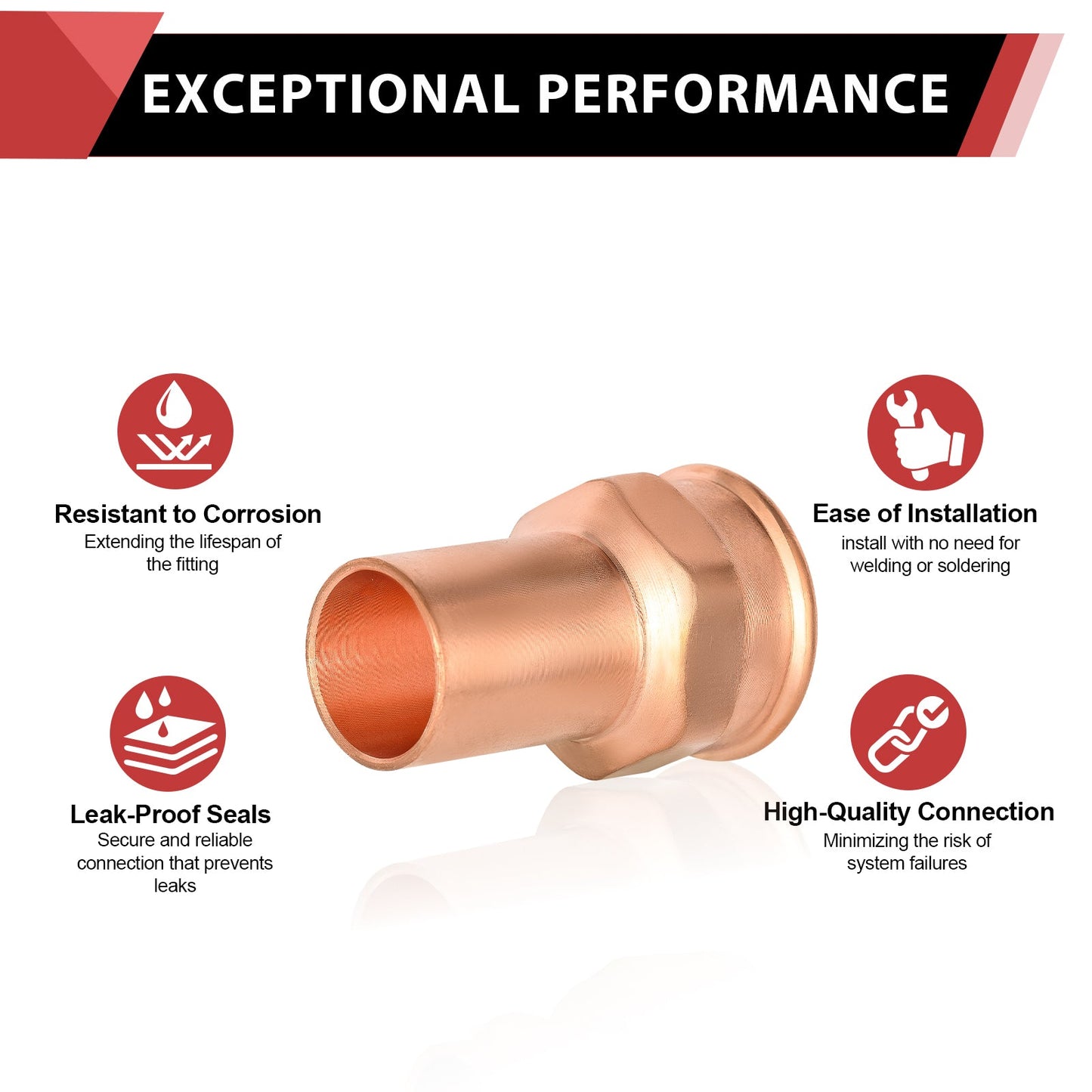 1"  FTG Press x 1" Female Threaded Copper Street Adapter (Lead Free)