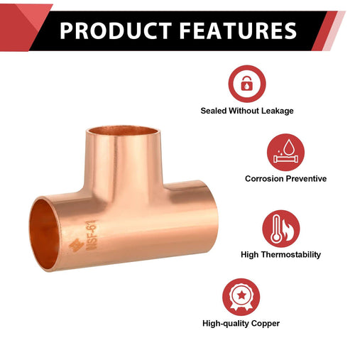 30 Pcs 1-1/4" X 1-1/4" X 1-1/4" Copper Tee at Wholesale Price Plumbingsell