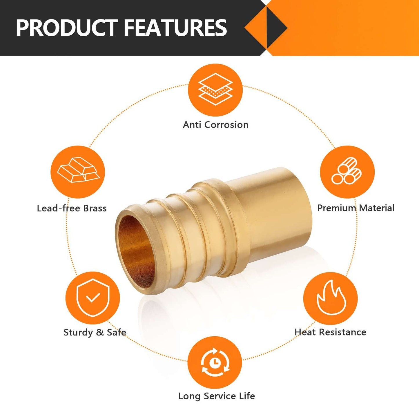 PEX-B Crimp 3/4" PEX x 1/2" Male Copper Sweat Adapter (Lead Free)