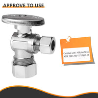 1/2" Nominal (5/8" OD) Compr. x 3/8" OD Compr. Angle Stop Valve, 1/4 Turn (Lead Free) Plumbingsell