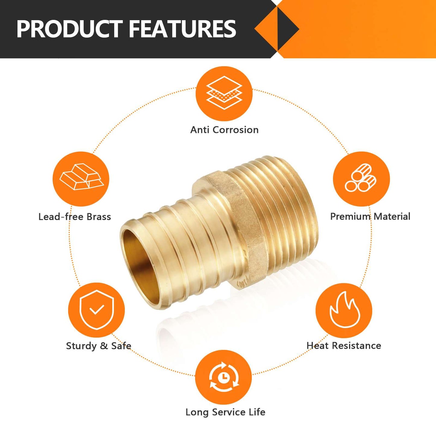 30 Pcs PEX-B Crimp 3/4" PEX x 1/2" Male Threaded Adapter (Lead Free)