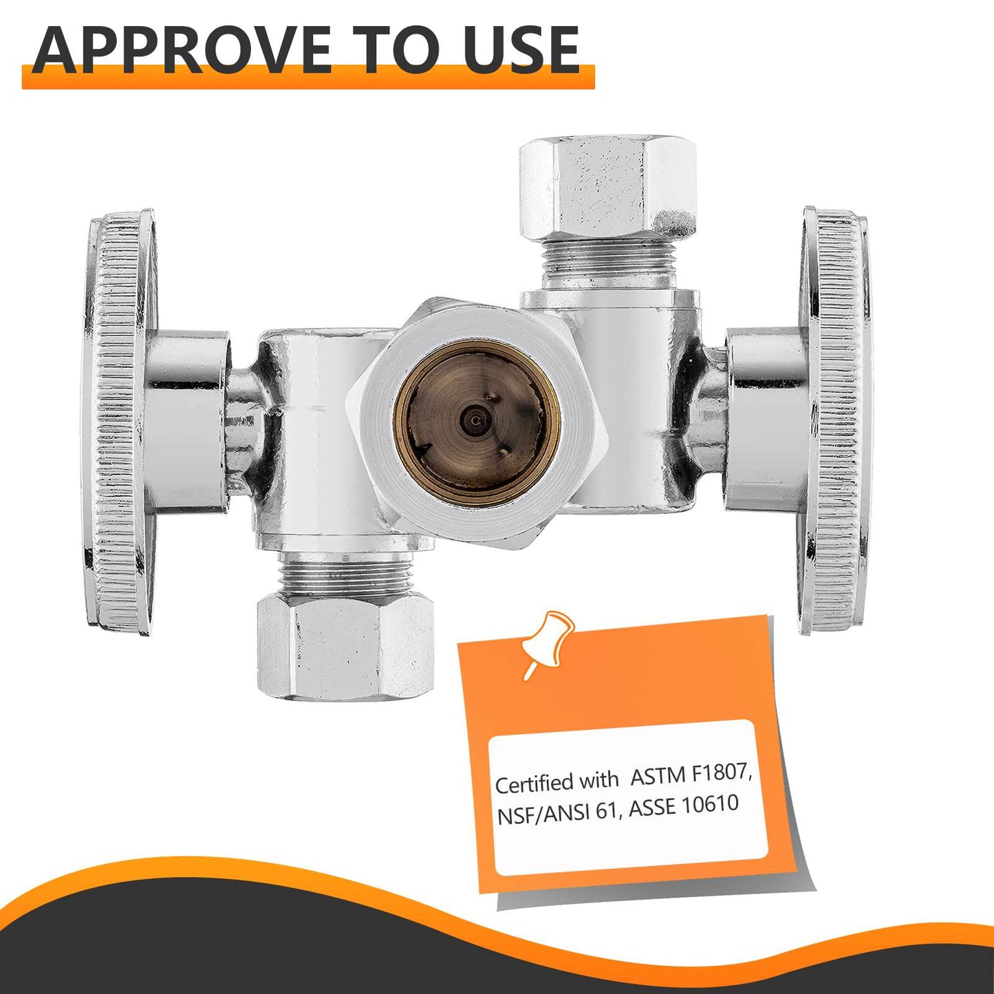 5/8" OD Compr. x 3/8" OD Compr. x 3/8" OD Compr. 3-Way Stop Valve, Multi Turn (Lead Free)