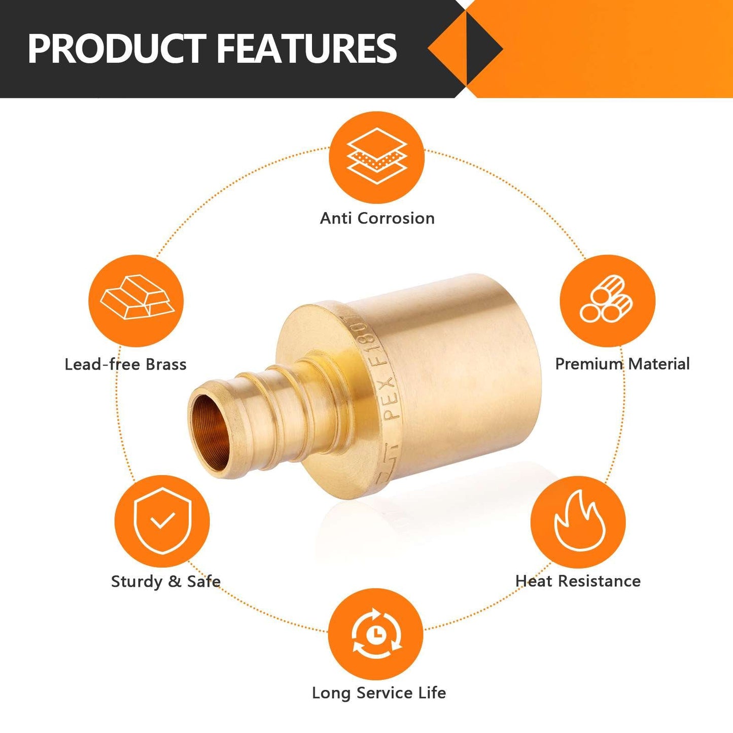 PEX-B Crimp 1/2" PEX x 3/4" Male Copper Sweat Adapter (Lead Free)