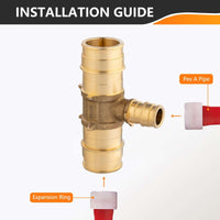 PEX A Expansion 1" x 1" x 1/2" PEX Expansion Reducing Tee (Lead Free) Plumbingsell