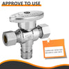 10 Pcs 1/2" PEX Expansion x 3/8" OD Compr. x 3/8" OD Compr. Dual Outlet Angle Stop Valve, 1/4 Turn (Lead Free) Plumbingsell