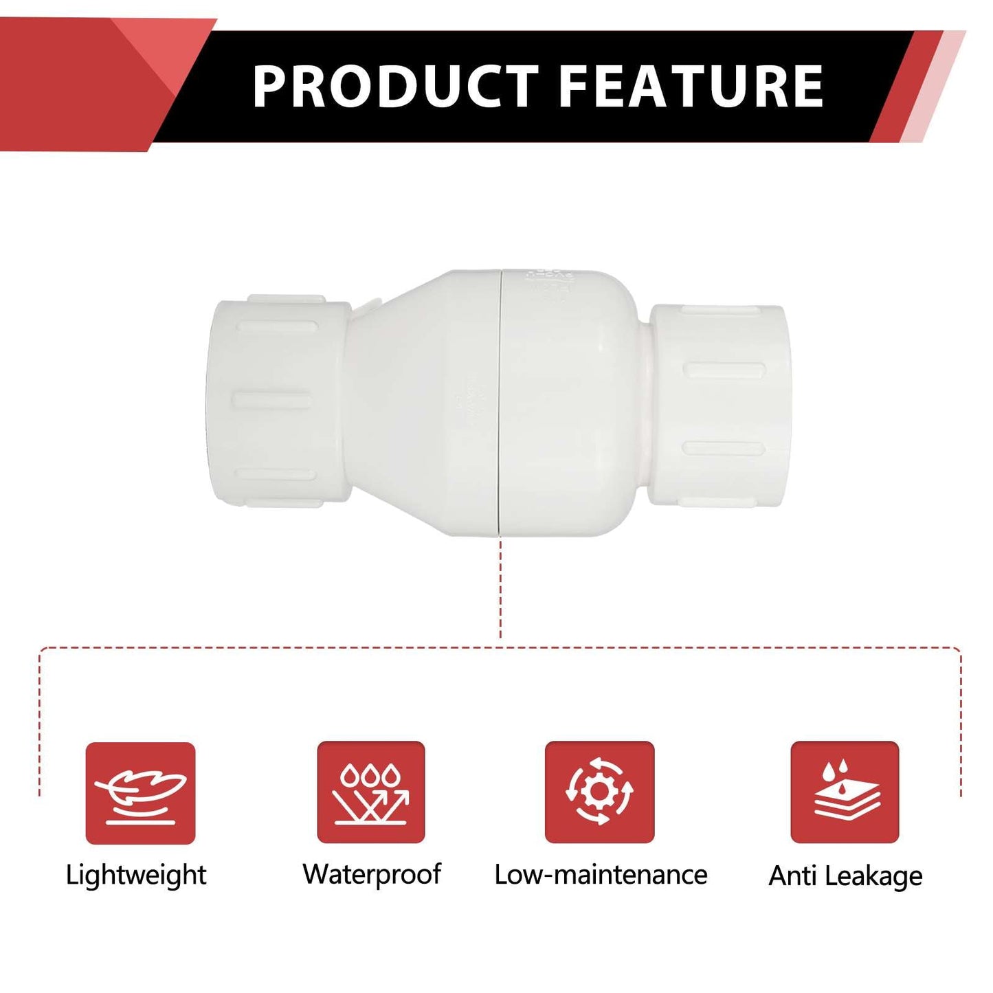 1-1/4" PVC In-Line Check Valve