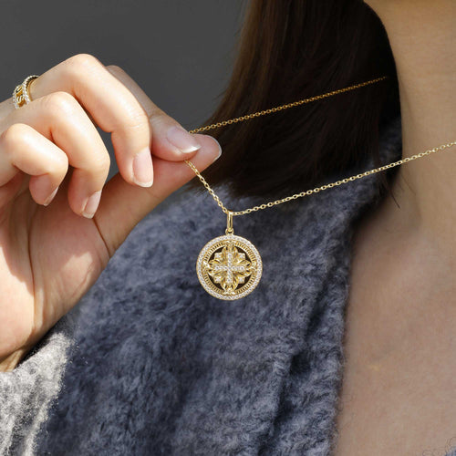 Divine Radiance Cross Protection Prayer Medallion Pendant Necklace vanimy