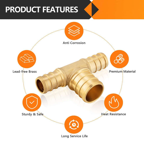 PEX-B Crimp 1/2" PEX x 1/2" PEX x 3/4" PEX Reducing Tee (Lead Free) Plumbingsell