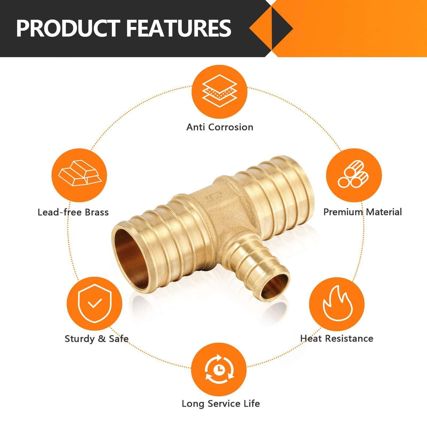 PEX-B Crimp 1" PEX x 1" PEX x 1/2" PEX Reducing Tee (Lead Free)