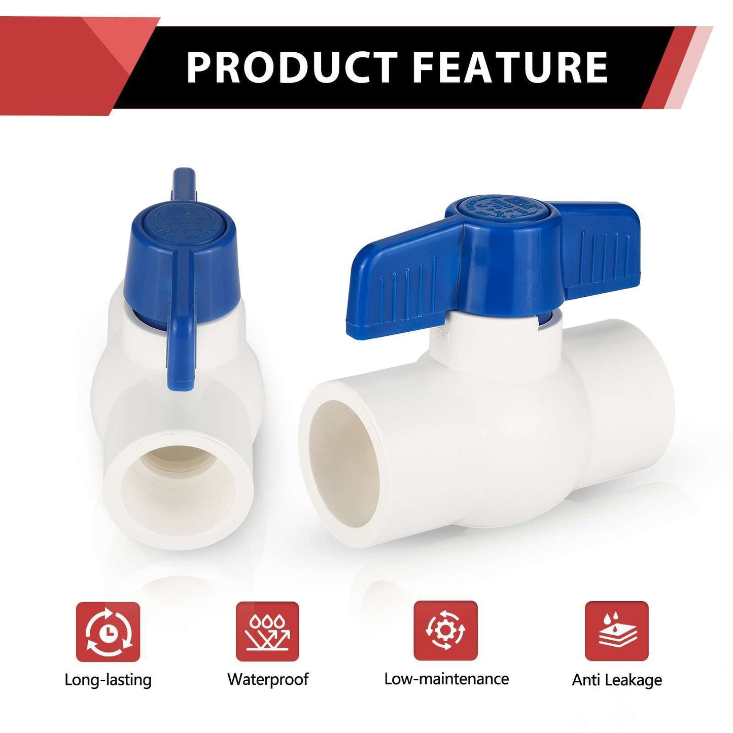1-1/4" PVC Ball Valve, Solvent Weld, Sch. 40