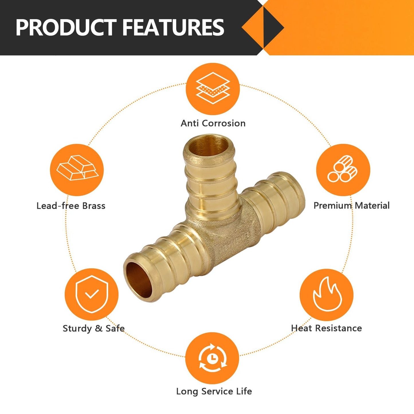 PEX-B Crimp 1/2" PEX x 1/2" PEX x 1/2" PEX Tee (Lead Free)