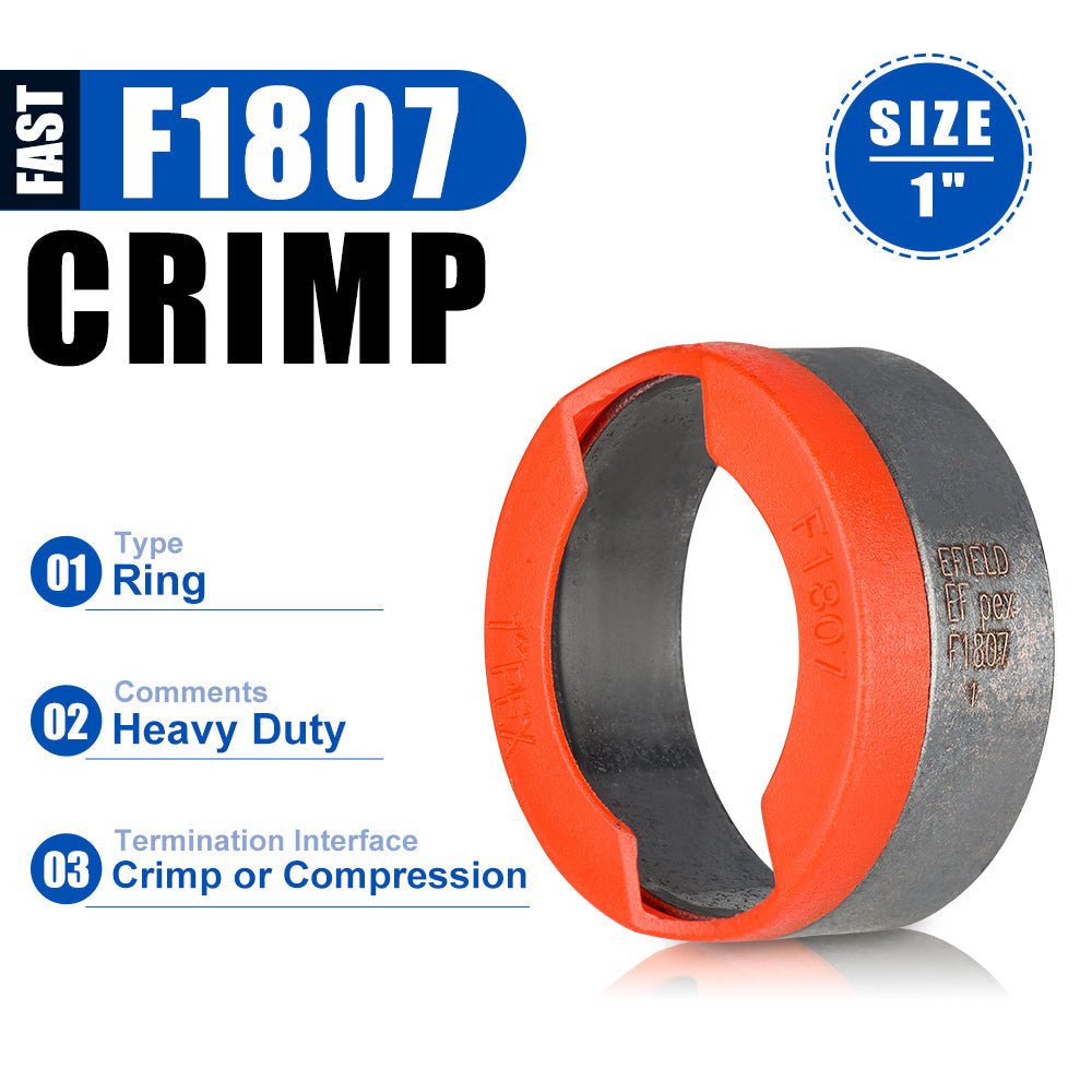 PEX Copper Rings 1", w/End Stop, 50 Pro Pack