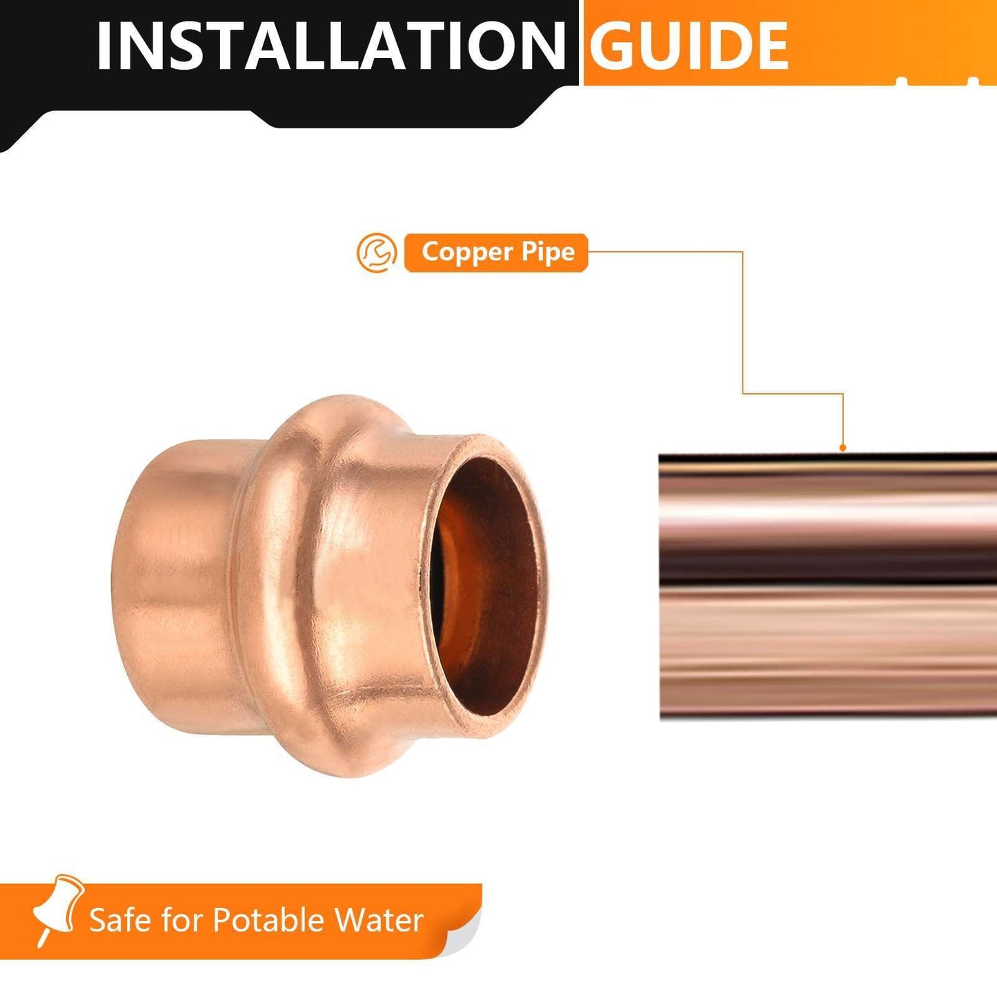 30 Pcs 1/2" Press Copper Cap (Lead Free)