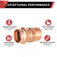 1" Press Copper x 1" Male Threaded Adapter (Lead Free)