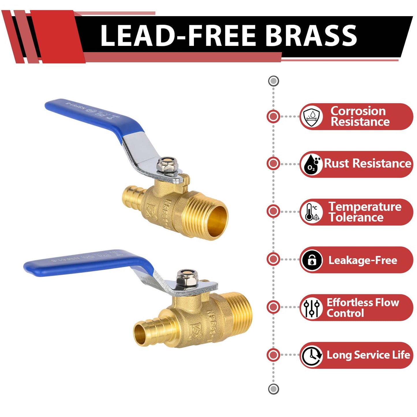 3/4" PEX Crimp X 3/4" MNPT Ball Valve, Blue (Lead Free)