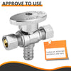 10 Pcs 1/2" PEX Crimp x 3/8" OD Compr. x 3/8" OD Compr. Dual Outlet Angle Stop Valve, 1/4 Turn (Lead Free) Plumbingsell