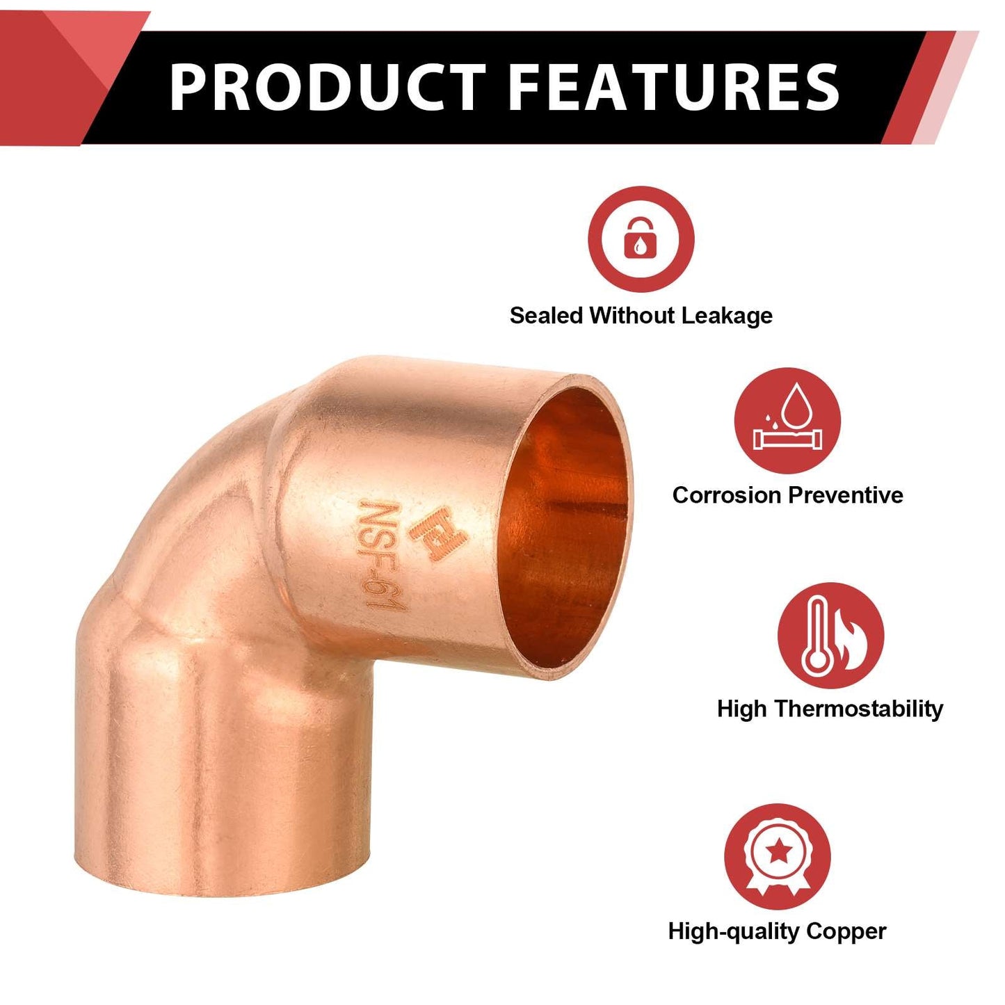 30 Pcs 1-1/2" 90º Short Radius Copper Elbow at Wholesale Price