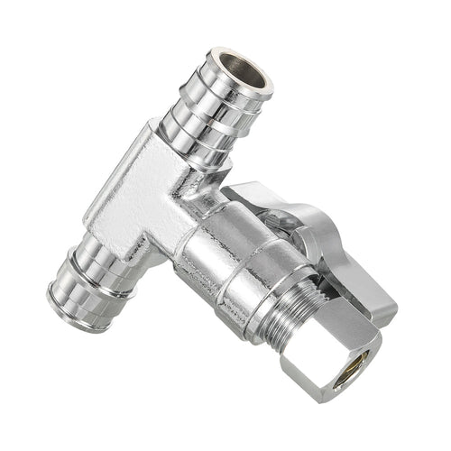 1/2" PEX Expansion x 1/2" PEX Expansion x 3/8" OD Compr. Tee Stop Valve, 1/4 Turn (Lead Free) Plumbingsell