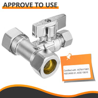 10 Pcs 5/8" OD Compr. x 5/8" OD Compr. x 3/8" OD Compr. Tee Stop Valve, 1/4 Turn (Lead Free) Plumbingsell