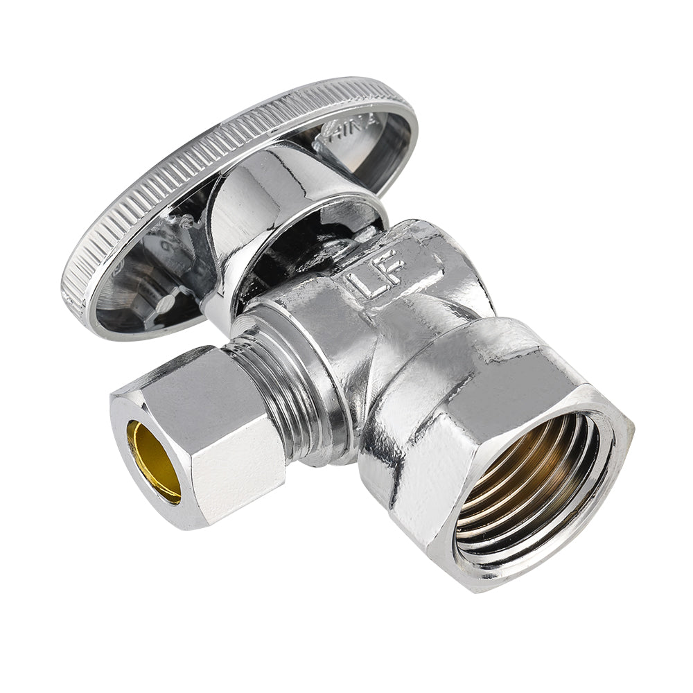 10 Pcs 1/2" FIP x 3/8" OD Compr. Angle Stop Valve, 1/4 Turn (Lead Free)