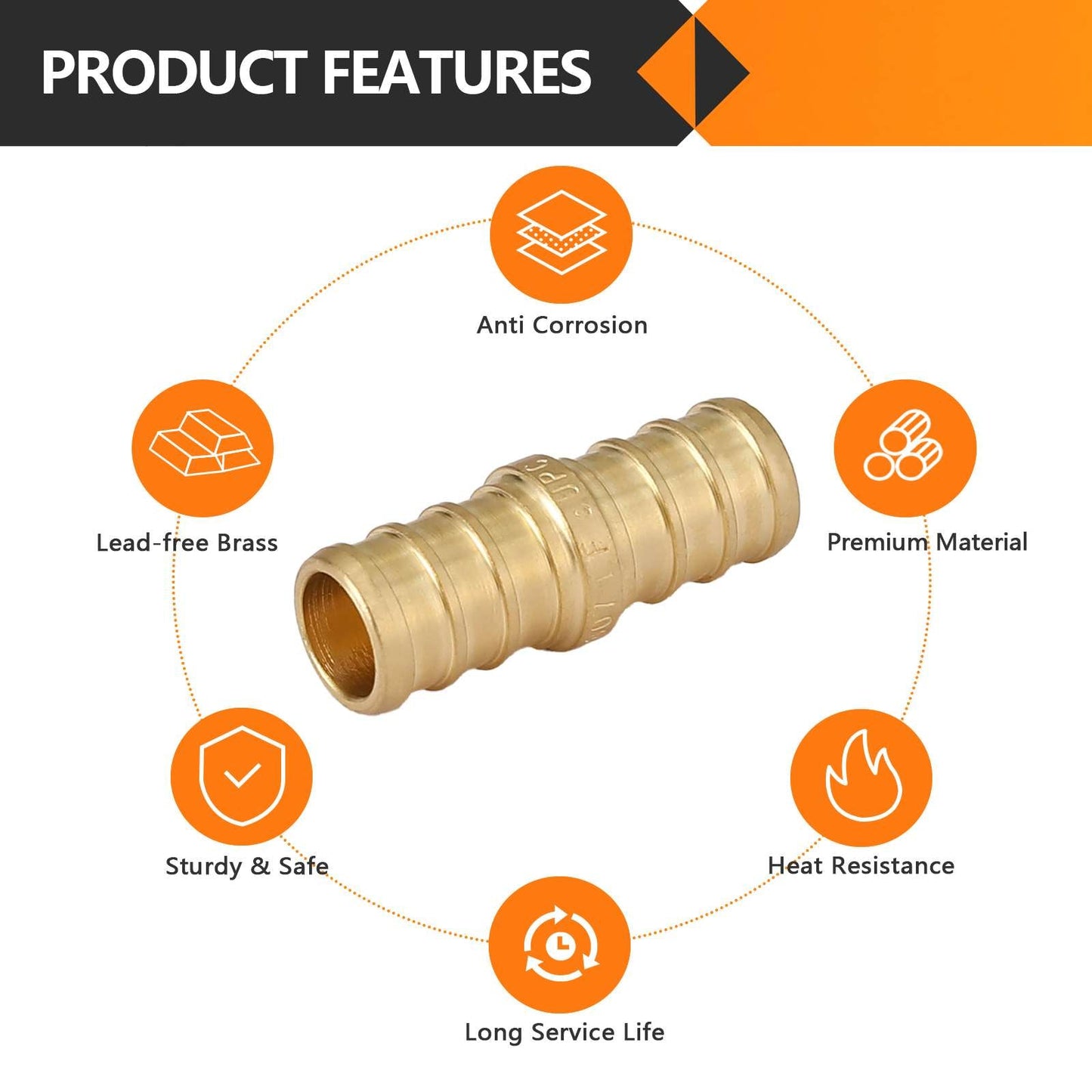 PEX-B Crimp 3/4" PEX x 3/4" PEX Coupling (Lead Free)