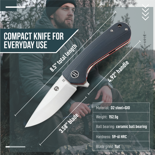 The Peasant Folding Pocket Knife Giftset for Men and Women (Red and Grey) Holtzman's Gorilla Survival