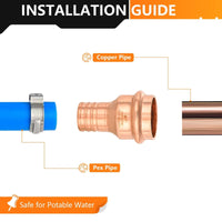 1" Press Copper x 1" PEX Crimp Adapter (Lead Free)