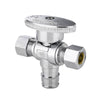 1/2" PEX Expansion x 3/8" OD Compr. x 3/8" OD Compr. Dual Outlet Angle Stop Valve, 1/4 Turn (Lead Free) Plumbingsell