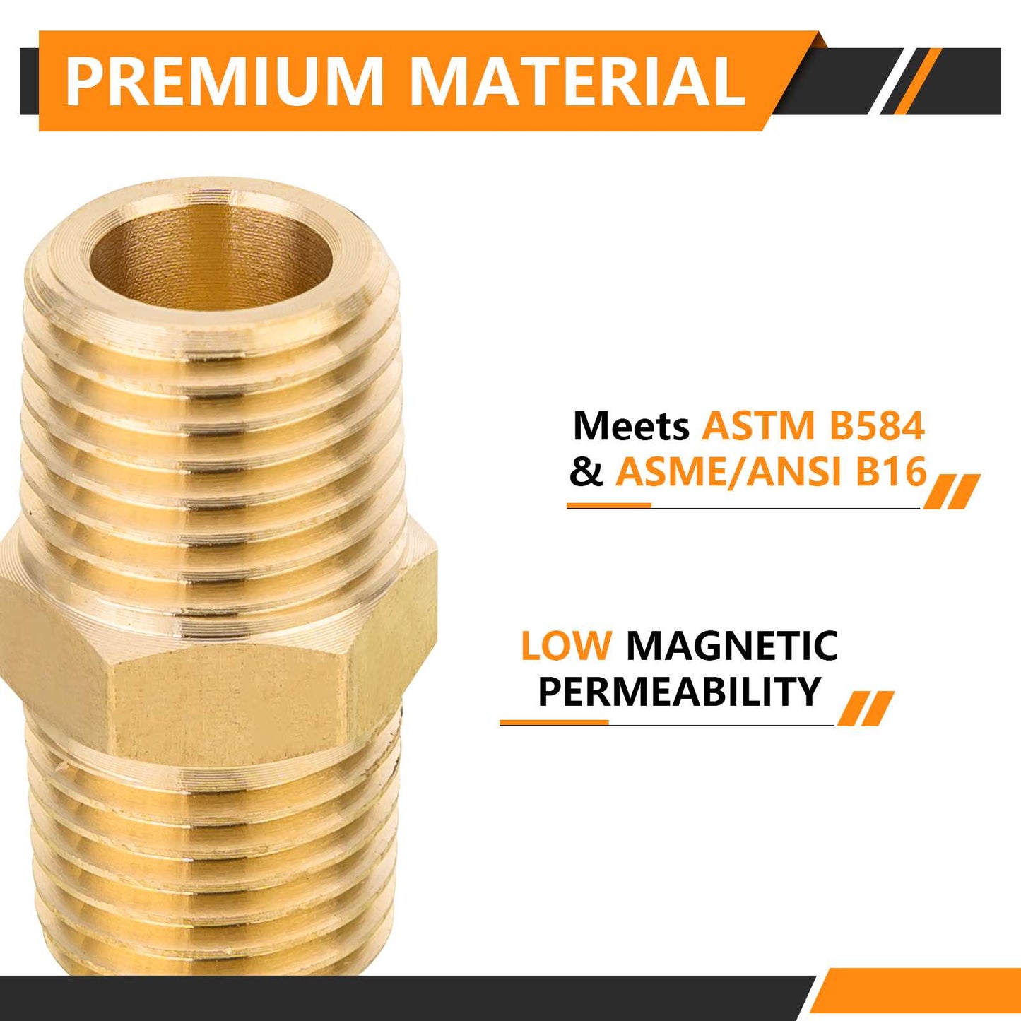 30 Pcs 1/4" Male NPT Brass Hex Connector
