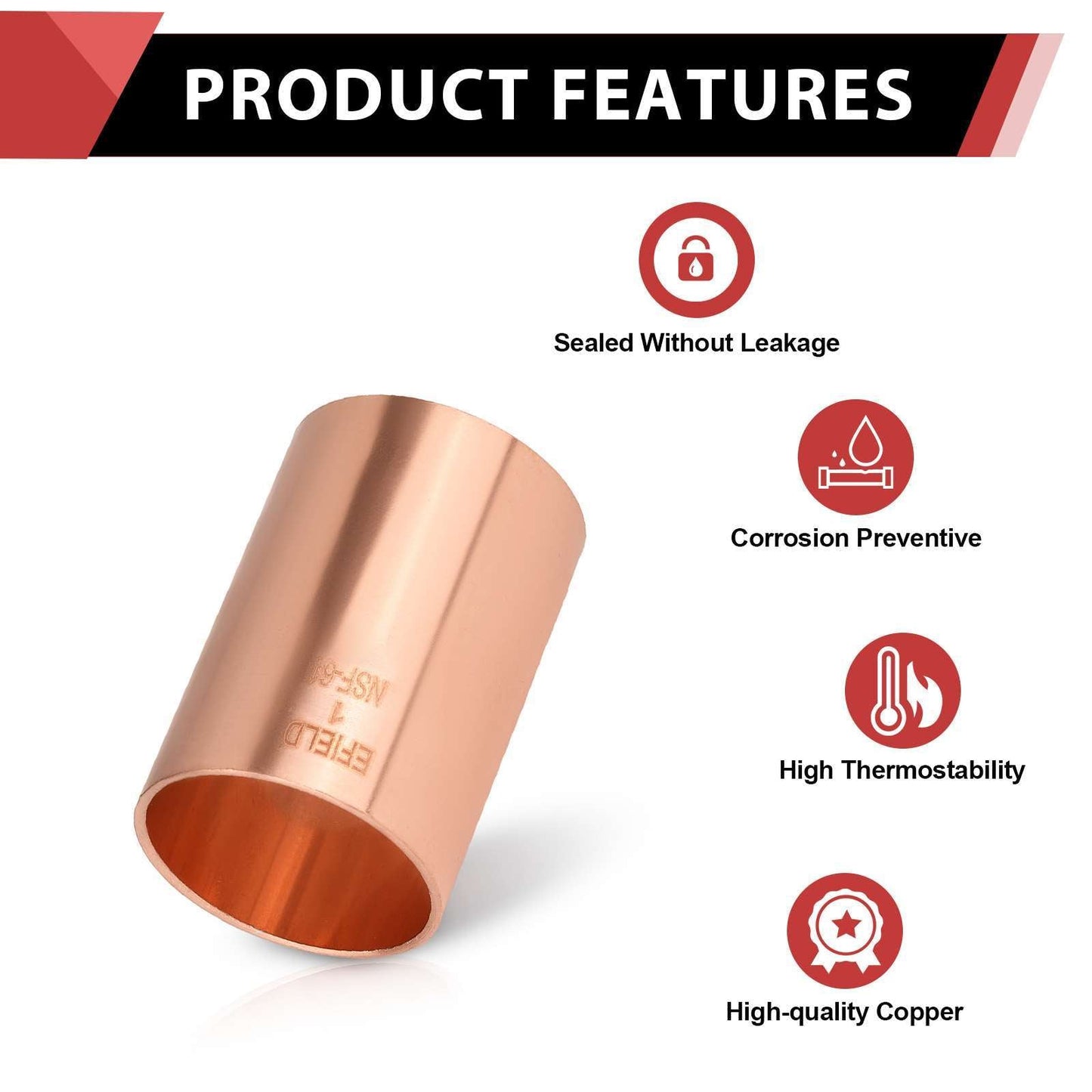 1" Copper Coupling, No Stop