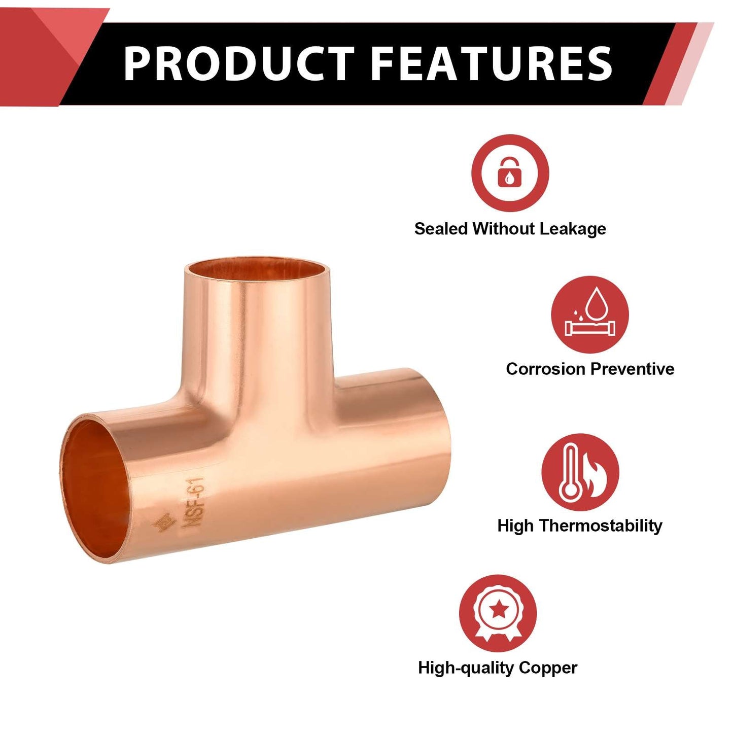 30 Pcs 5/8" X 5/8" X 5/8" Copper Tee at Wholesale Price
