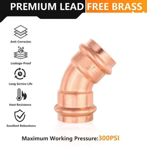 30 Pcs 1" Press Copper 45° Elbow (Lead Free)