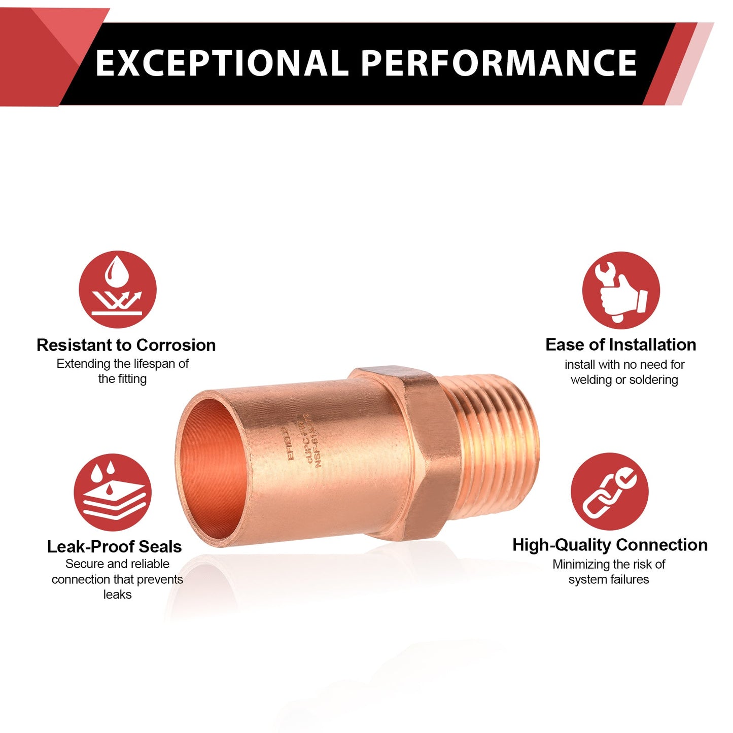 1" FTG Press x 3/4" Male Threaded Copper Street Adapter (Lead Free)