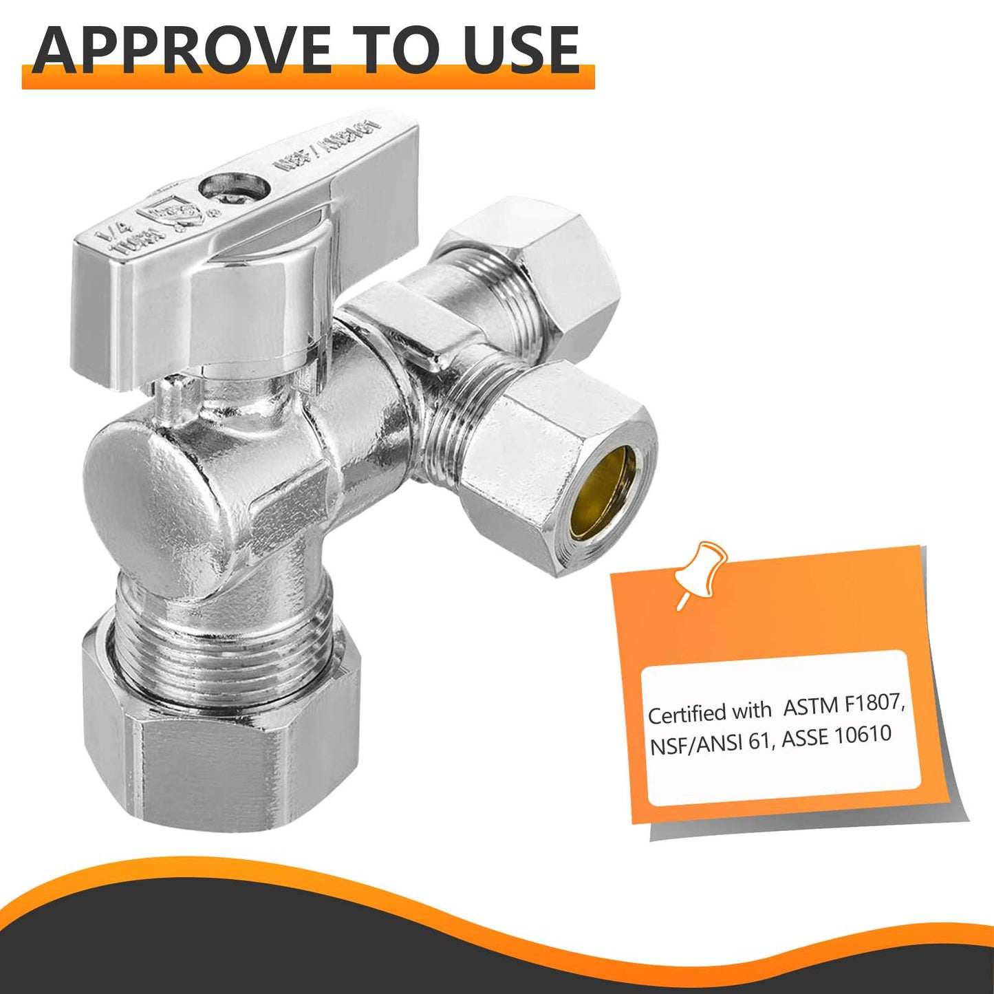 10 Pcs 1/2" NOM (5/8" OD) Inlet x 3/8" OD Outlet x 3/8" OD Outlet Split Angle Stop Valve, 1/4 Turn (Lead Free) Plumbingsell