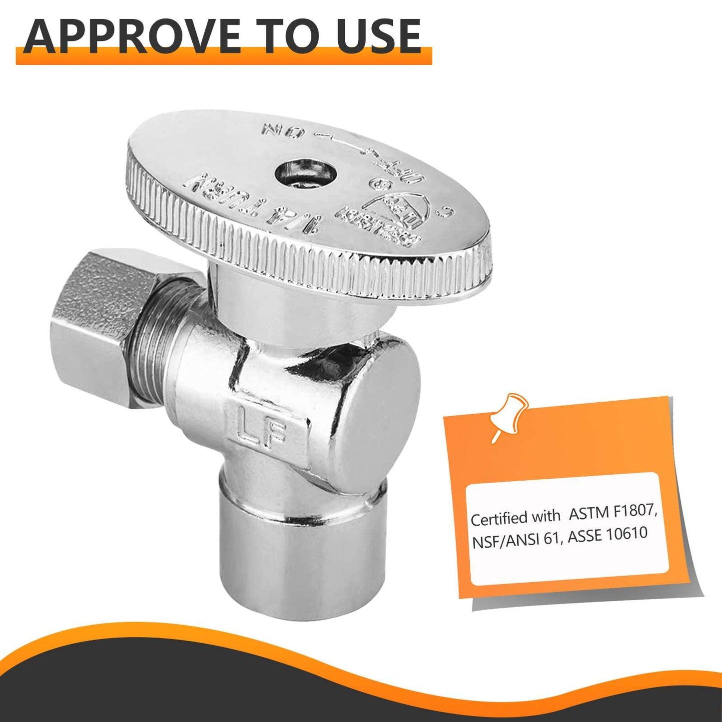 10 Pcs 1/2" Sweat x 3/8" OD Compr. Angle Stop Valve, 1/4 Turn (Lead Free)