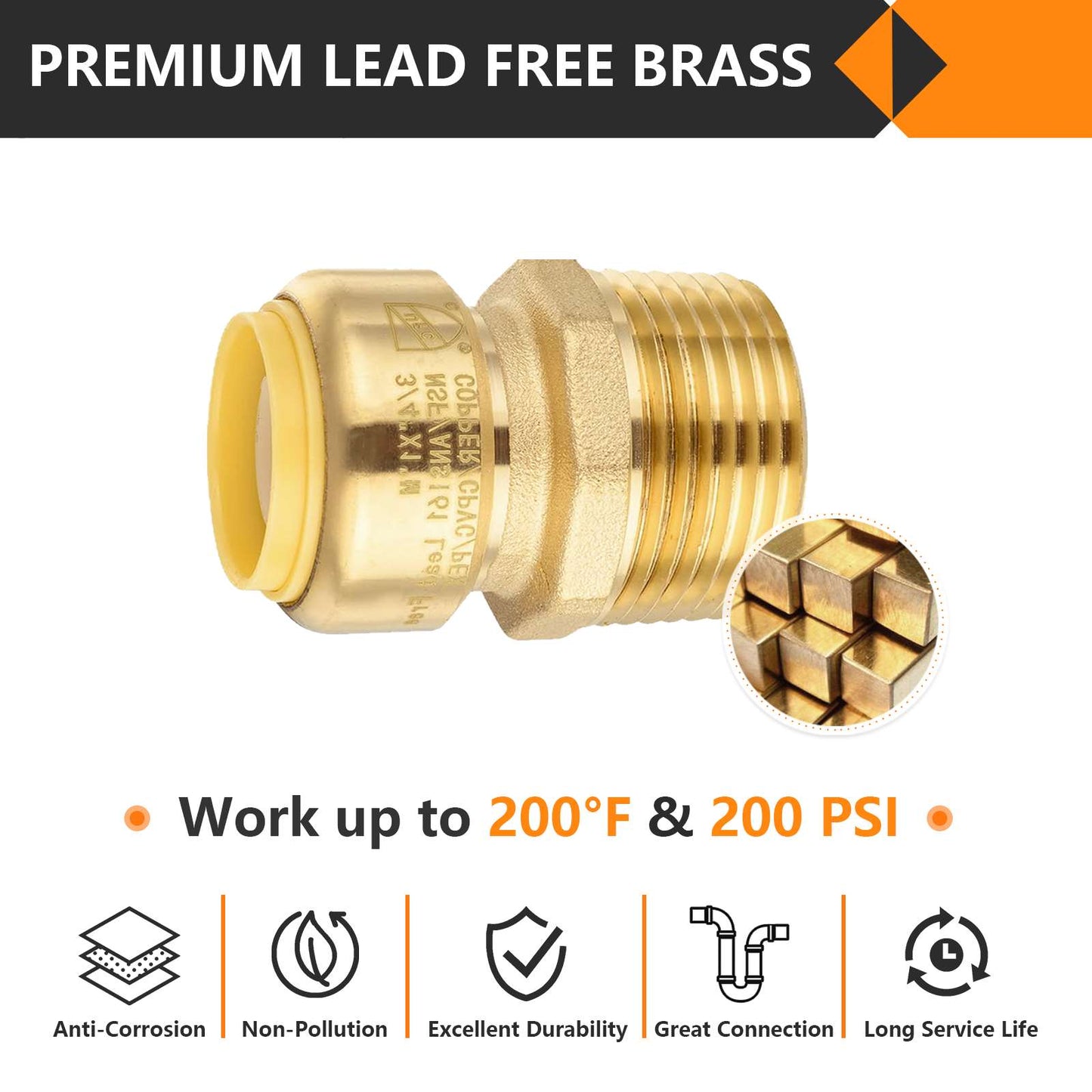 30 Pcs 3/4" x 1" M Push Fit Male Adapter