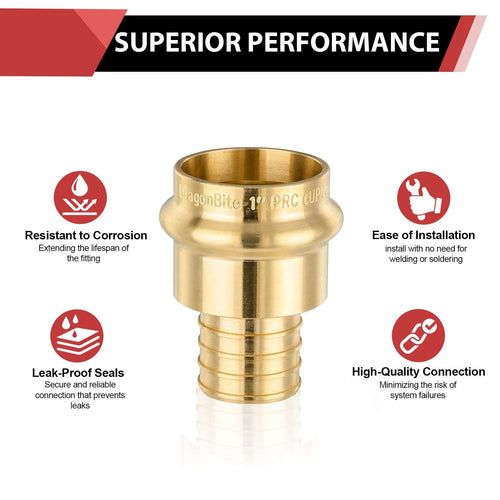 1" Copper Press x 3/4" PEX Expansion Brass Adapter (Lead Free)
