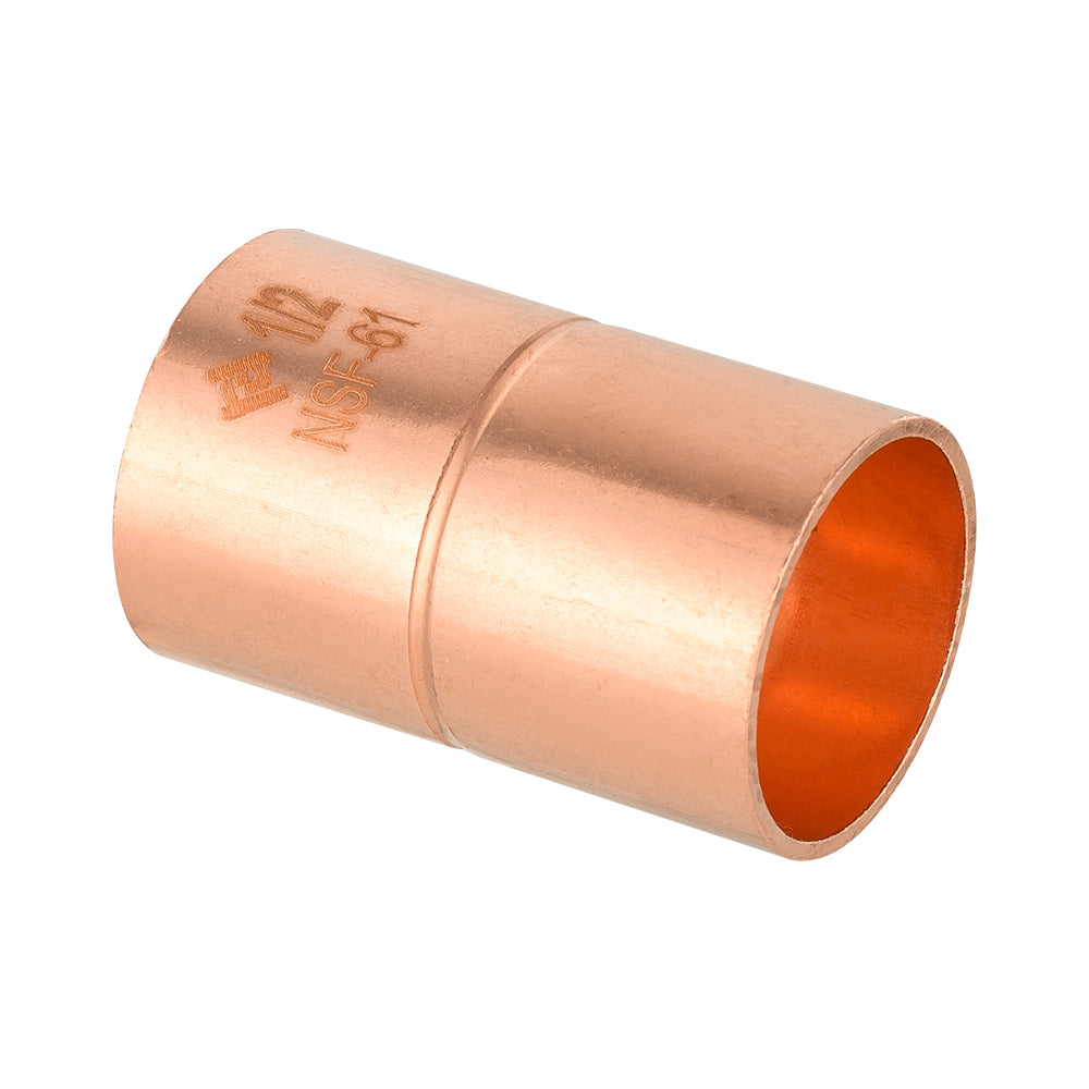 Pro 50 Pack 1/2" Copper Coupling With Rolled Stop