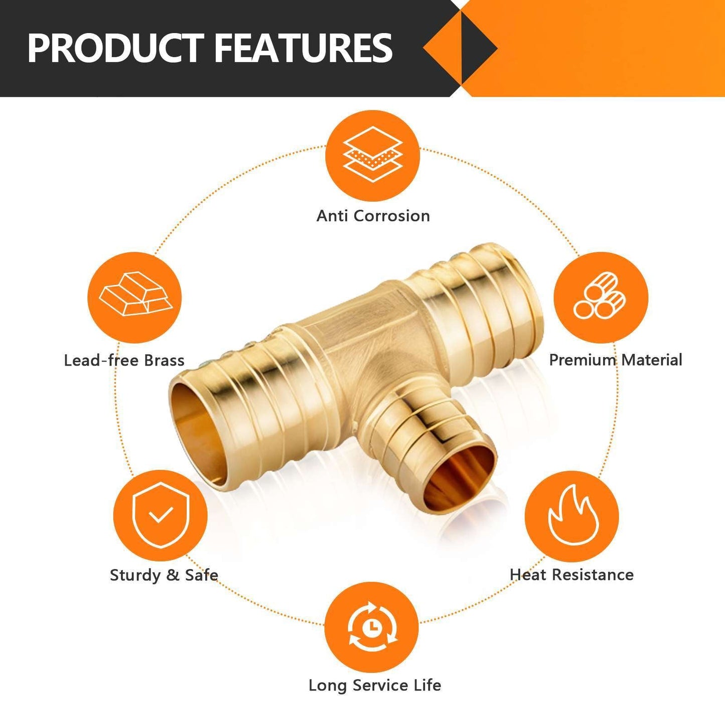PEX-B Crimp 1" PEX x 1" PEX x 3/4" PEX Reducing Tee (Lead Free)
