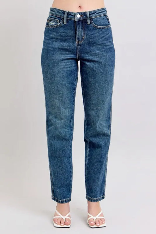 Judy Blue Full Size High Waisted Rigid Magic Non-destroy Straight Leg Jeans HTO Apparel